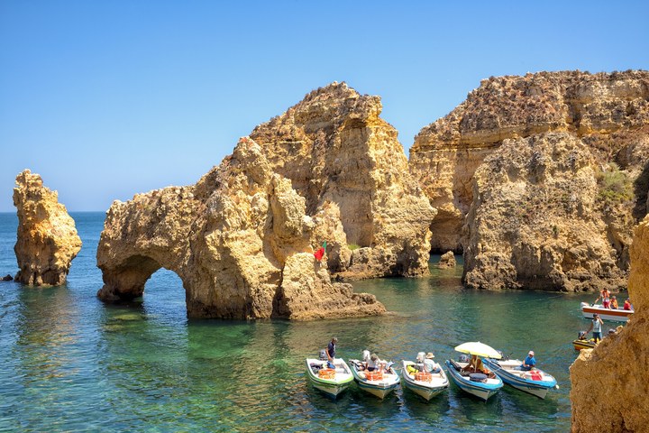 The sea arches at Ponta da Piedade in the Algarve